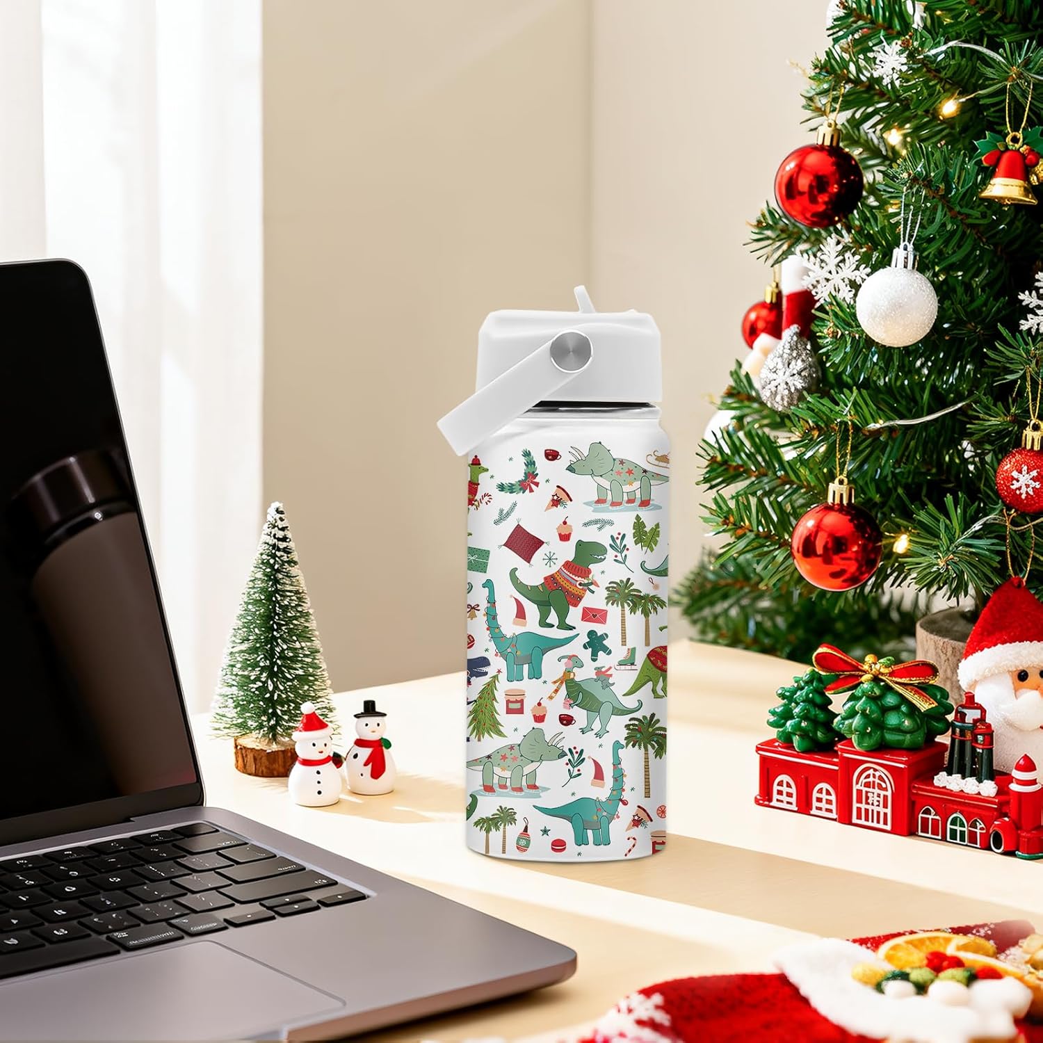 Dinosaur Gifts, Dinosaur Water Bottle 16 oz, Dinosaurs Insulated Water Bottle With Straw, Christmas Gifts For Women Girls Mother Best Friends, Dinosaurs Insulated Cup - Image 5