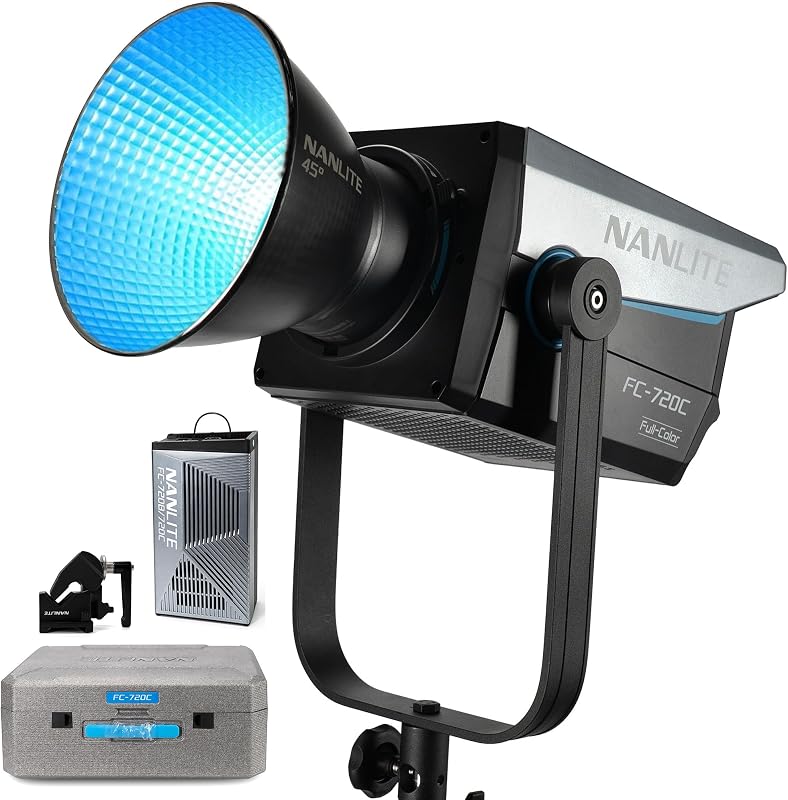 FC-720C 750W RGBW LED Video Light | Full-Color Studio Spotlight,2700K–12000K, CRI 96 TLCI 97, Bowens Mount for Film & Broadcast Production