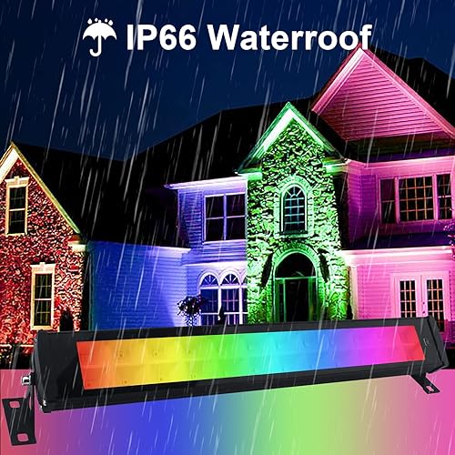 Miniatura 7 de Indmird Paquete de 2 luces RGB de 50 W, barra de luz de lavado de escenario, barra de luz RGB, para hotel, cartelera, edificio, iluminación