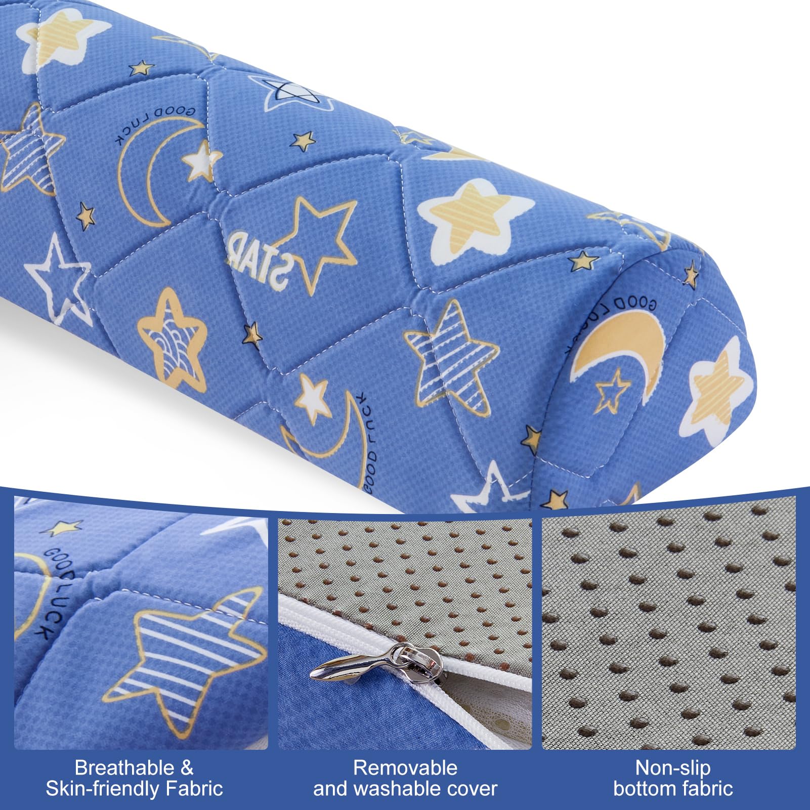 Ceekliybear Protector de cama (paquete de 2) protector de riel de seguridad de espuma con funda antideslizante, hipoalergénica, resistente al agua y lavable, riel de cama para niños, adultos y