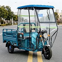 Electric Cargo Tricycle Canopy,Electric Tricycle Cover with Trike Windshield,Waterproof PVC Awning Cover,Electric Tricycle Frame Canopy,3 Wheel Motorcycle Cargo Trike Tarpaulin(Dark Blue,W110CM/43IN)