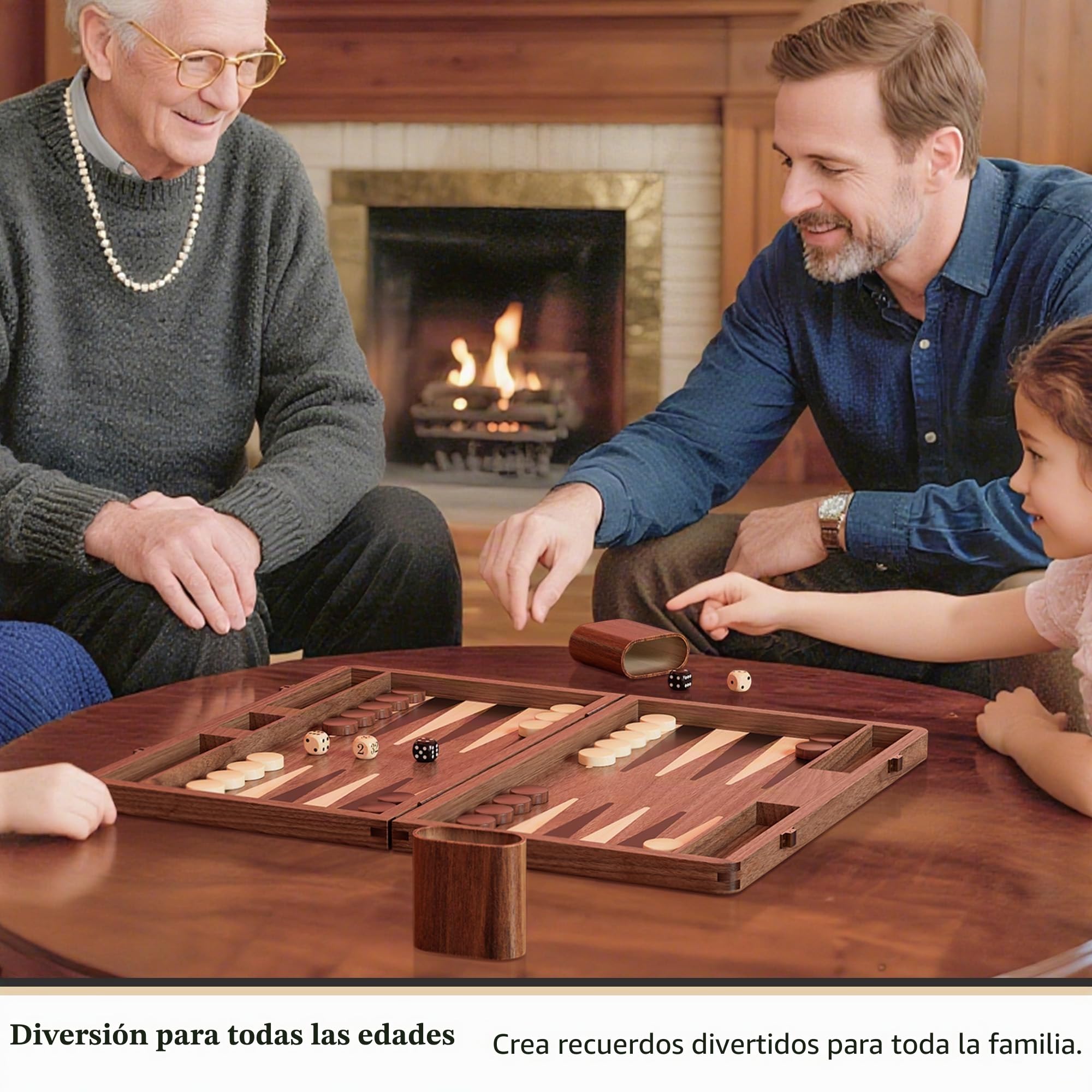 Juego de backgammon premium de madera de nogal negro – Juego de viaje de lujo (con dados y doblador)
