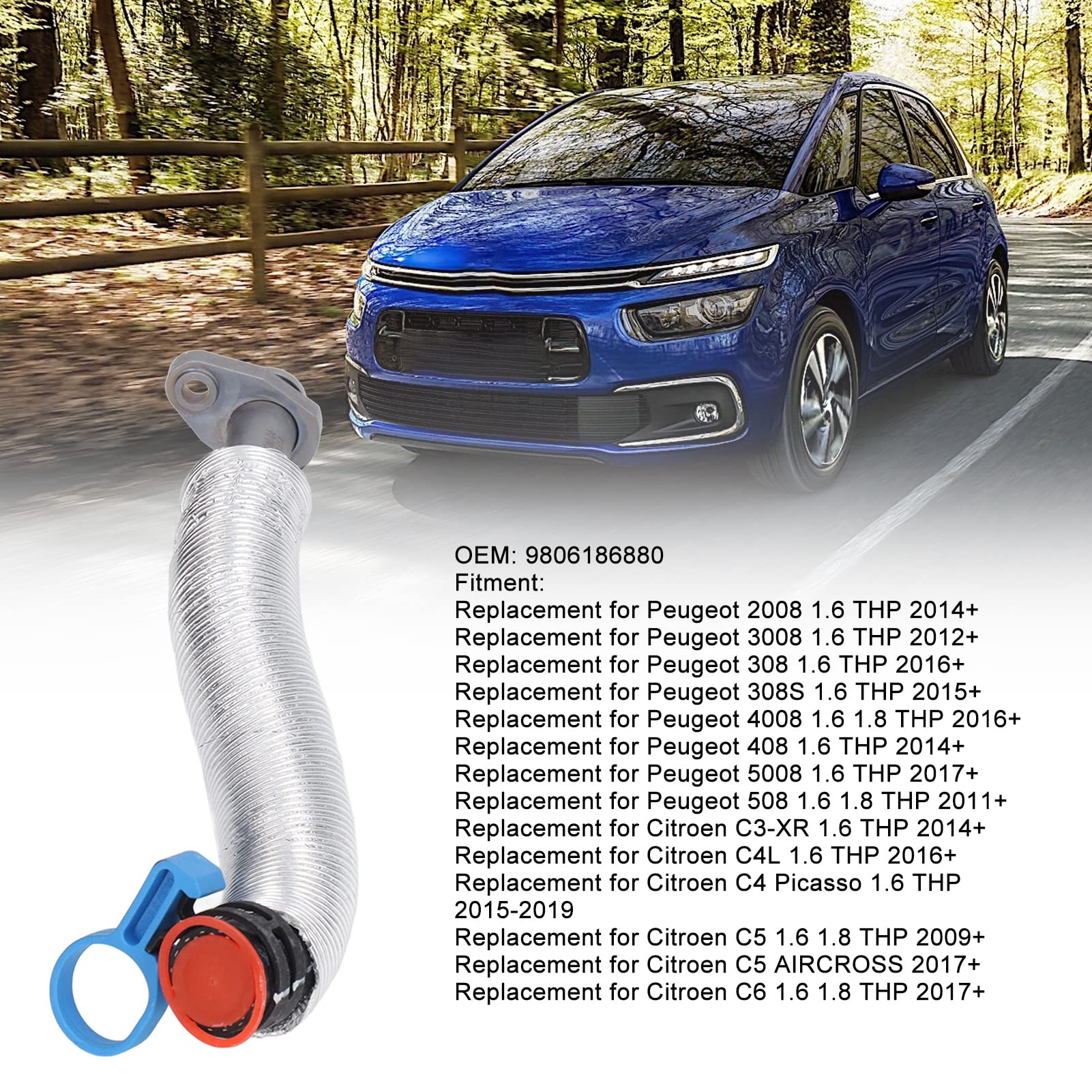 Tubo di Ritorno Olio 9806186880 Tubo di Ritorno Olio Turbocompressore Motore Professionale Resistente Alle Alte Temperature per Auto