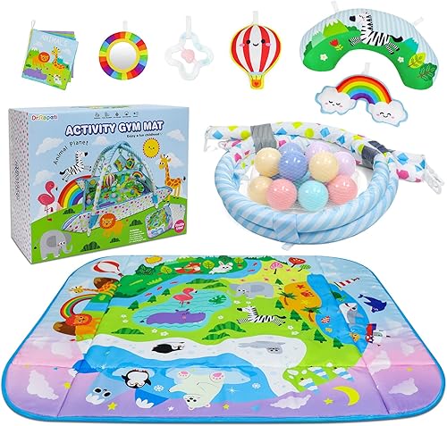 Miniatura 8 de Dr.Rapeti Tapete de Gimnasio de Juegos para Bebés Animal Planet con Foso de Pelotas Centro de Gimnasio de Actividades Tapete para Tiempo Boca Abajo