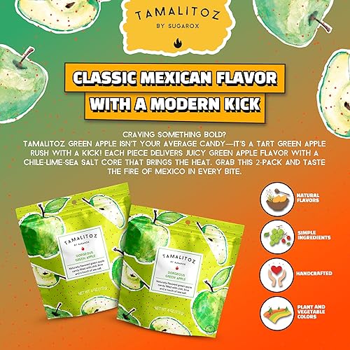 Vista 105 de Tamalitoz de Sugarox - Paquete de 8 caramelos duros hechos a mano con mango dulce y picante hecho a mano con chile en polvo, lima y sal marina.