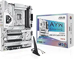 ASUS Z890 AYW Gaming WiFi W, Placa-Mãe ATX, Soquete LGA 1851, DDR5, Chipset Z890, Suporte Intel Core Ultra, Wi-Fi 6, Bluetooth 5.3, Áudio 7.1