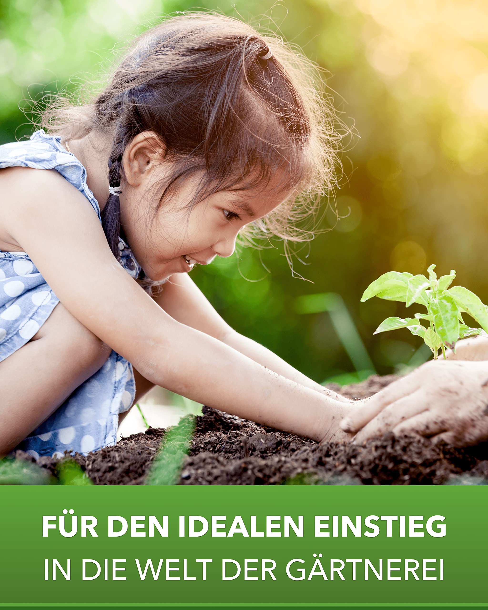 Kinder Gartengeräte Set 5 Teile - stabiles Gartenpielzeug aus Metall und Holz - kindergerechtes Gartenwerkzeug für Draußen - Rechen, Fächerbesen, Schaufel, Spaten und Besen