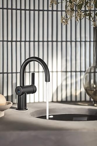 Miniatura 2 de Moen Cia 6221EWBL - Grifo de lavabo de baño con una sola manija, color negro mate, Motionsense Wave