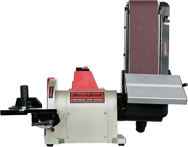 Bild 6 - BUCKTOOL 500W Band-Tellerschleifer mit Zubehör | Bandschleifmaschine mit Schleifbandgeschw. 9.2 m/s, Schleifteller Drehzahl 2980 U/min | SchleiftellerØ 200mm