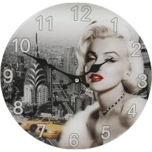 30cm Glass Hometime Wall Clock Marilyn Monroe Design