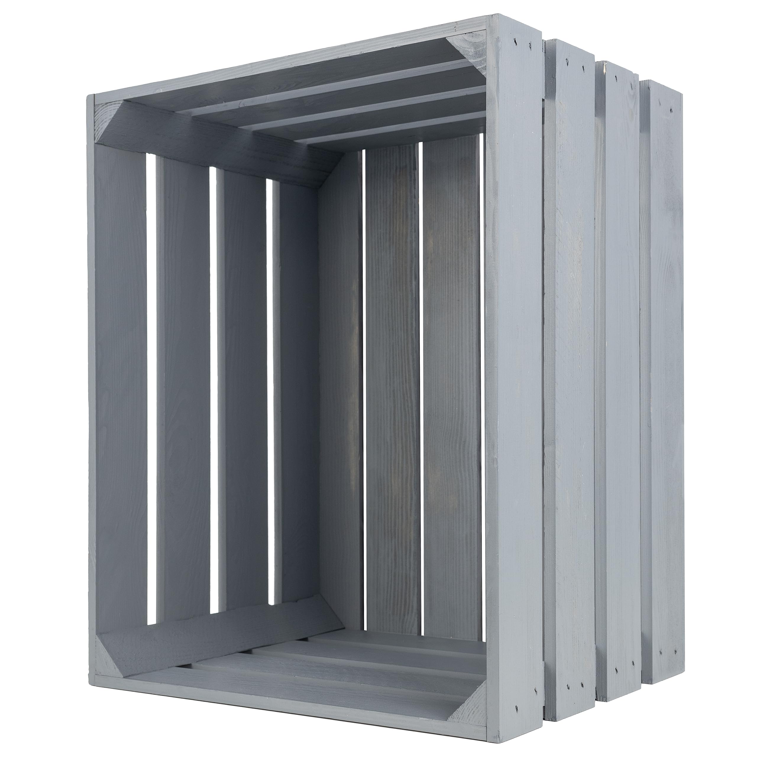 Creative DECO 3 x Caja de Madera Natural Decorativa Gris | 50 x 40 x 30 cm | Cesta de Madera Ideal para Almacenaje Regalo Decoración Bricolaje Manualidades | Documentos Juguetes Herramientas