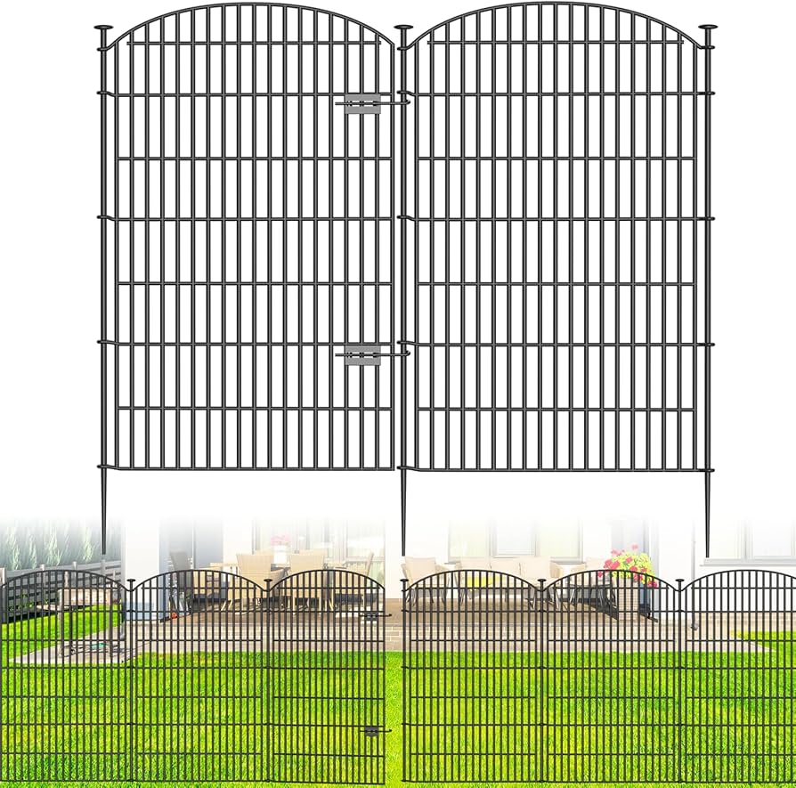 Amazon.com : 8 Panels No Dig Decorative Garden Fence with Gate
