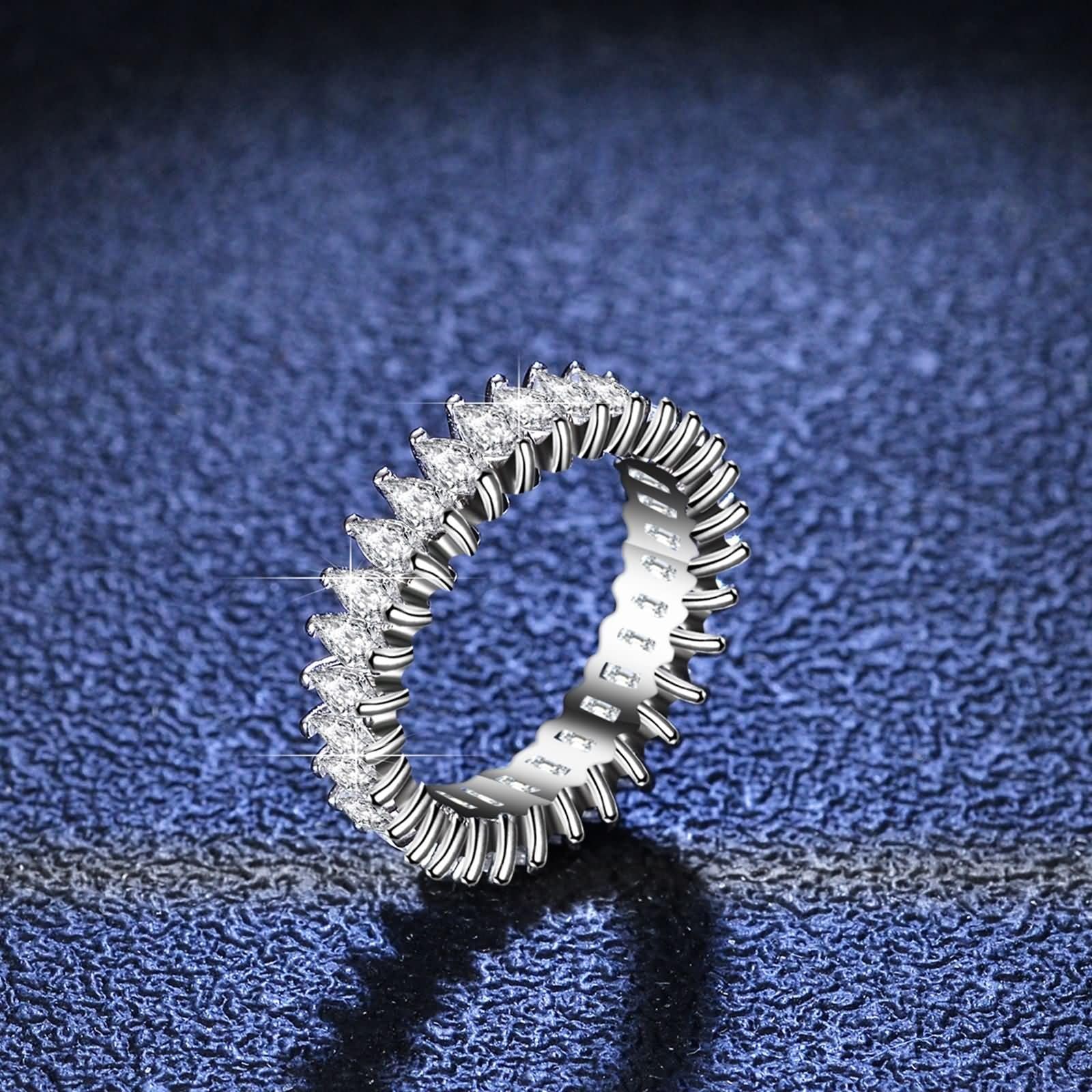 Anillos para mujer, dedo medio, alianzas decorativas para boda, eternidad, marquesa con moissanita, plata platino 950, talla 58 (18,5)