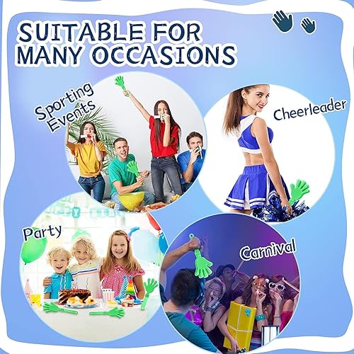 Miniatura 5 de ZCYSRLQIN 48 pinzas de mano verde lima de 7.5 pulgadas para hacer ruido, regalos de fiesta, aplausos de plástico, eventos deportivos, pelota, baile,