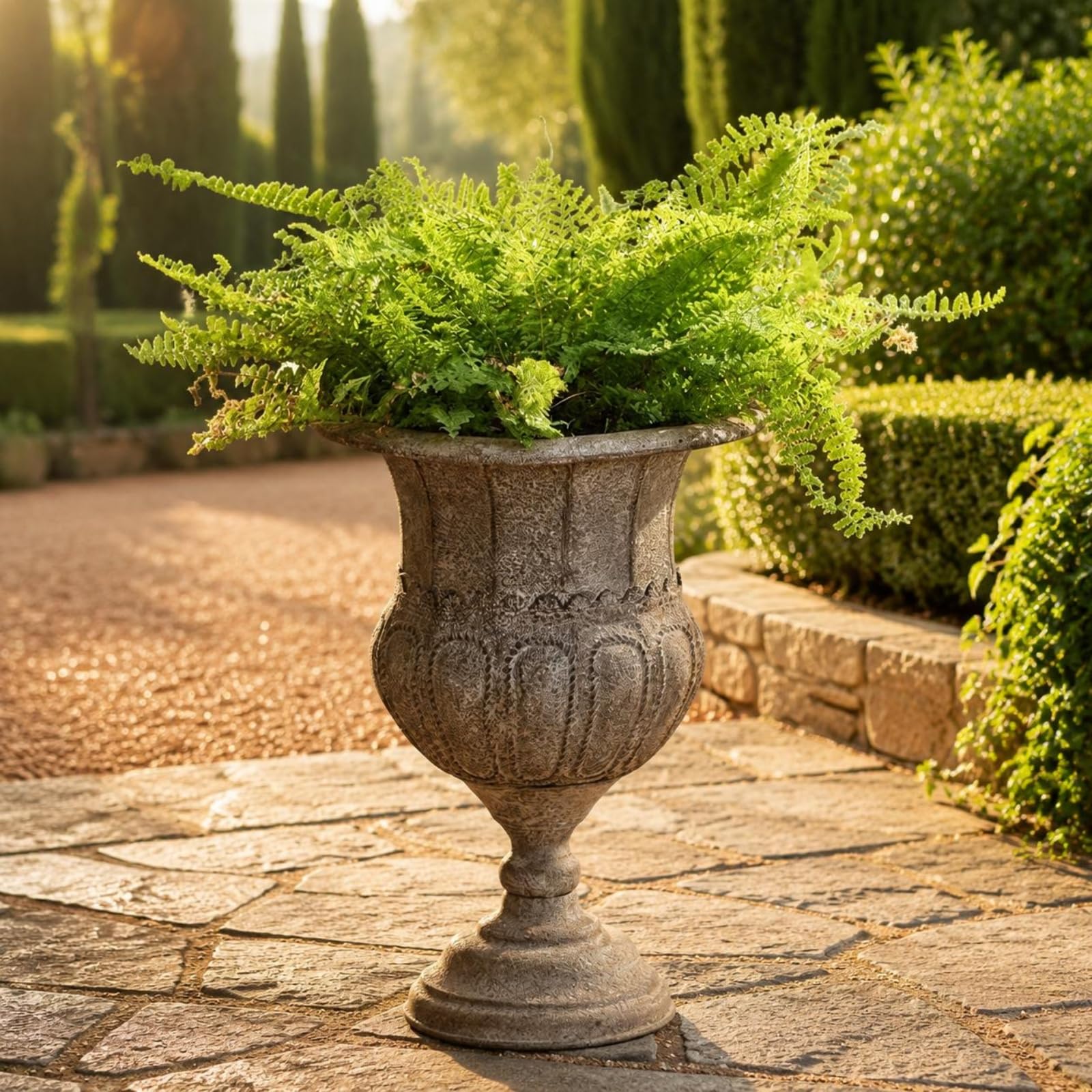 Vaso Decorativa in Metallo Finitura Antica Fioriera in Ferro Rilievo Decorato Vaso Ad Anfora