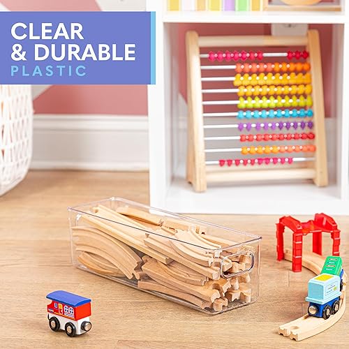 Miniatura 6 de primebox Paquete de 4 contenedores de plástico transparentes con asas para organizar cocina, despensa, refrigerador, congelador, despensa, armario,