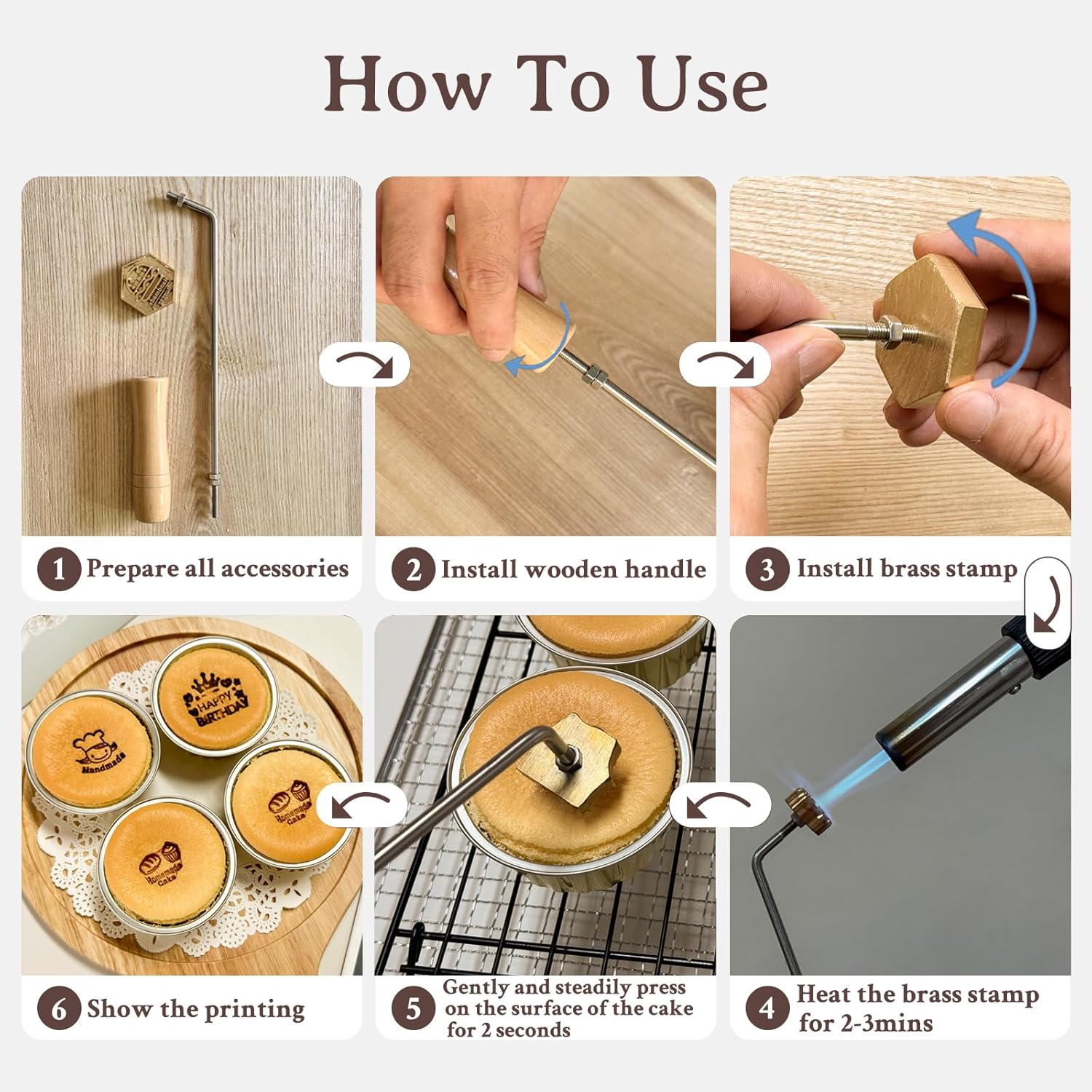 Custom Branding Iron for Cake,BBQ,Customizable Cookie Stamps,Personalized Brass Stamps,Hot Stamp for Food,Customized Logo,Custom Burger Burning Stamps