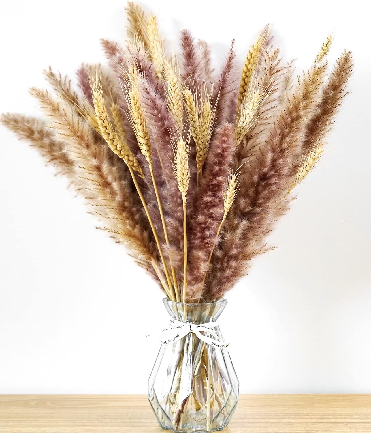 Pampas Grass Dried Wheat Bouquet-17in Dried Flowers for Vase| Bohemian Decor| Dried Floral| Dried Grass| Fall Flowers Flowers for Decoration |Boho Flowers| Dried Flower Bouquet| Autumn Decor