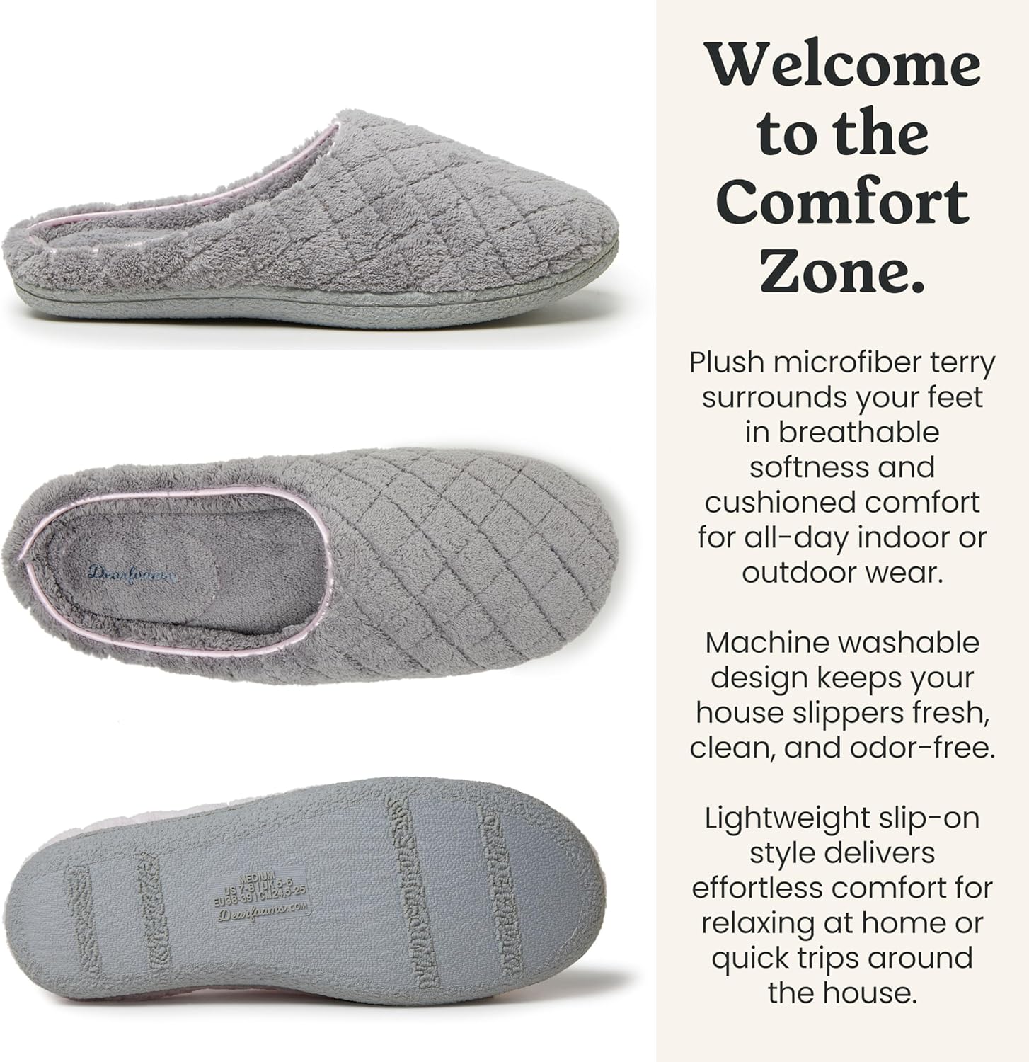 Dearfoams womens Leslie Washable Memory Foam Terry Clog With Wide Widths