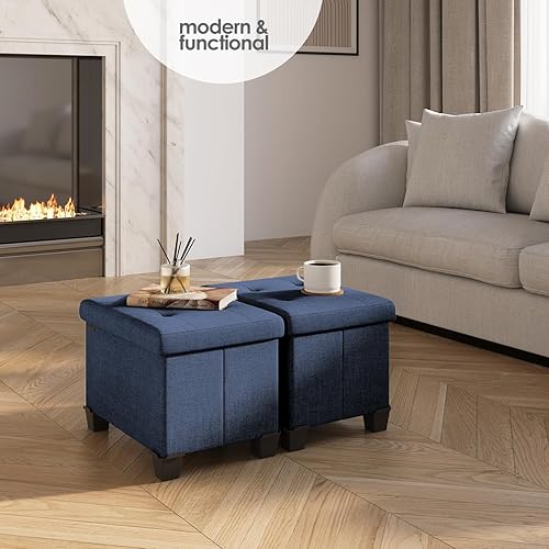 Miniatura 227 de Otomana plegable para dormitorio o sala de estar, con contenedores de almacenamiento, reposapiés para el extremo de la cama, soporta hasta 660 lb,