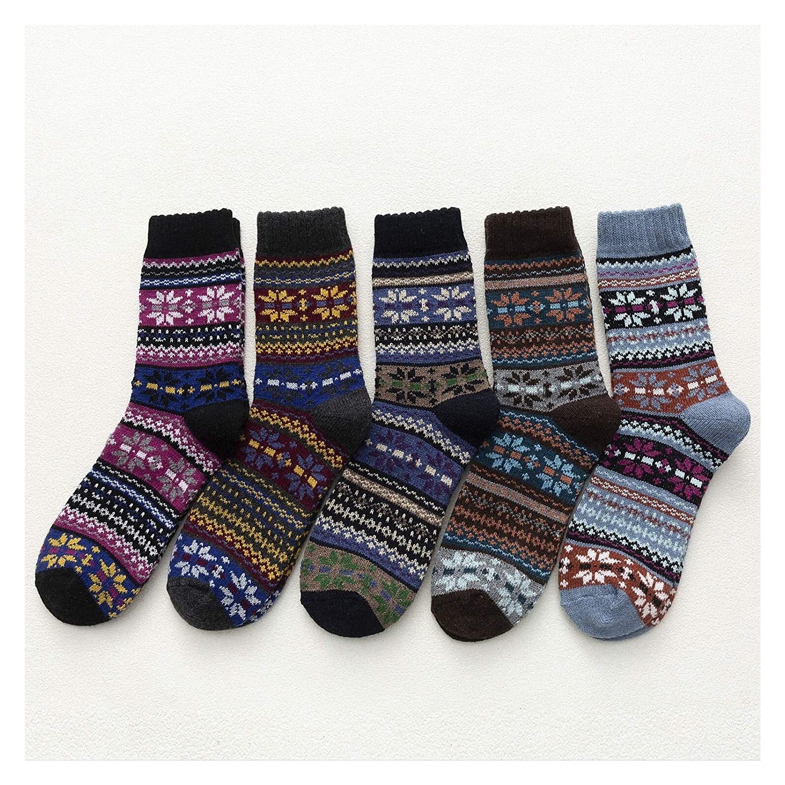 Wintersocken Bettsocken 5 Paar kuschelige warme Wintersocken für Damen Damen Vintage Freizeitsocken Warme Flauschige Socken