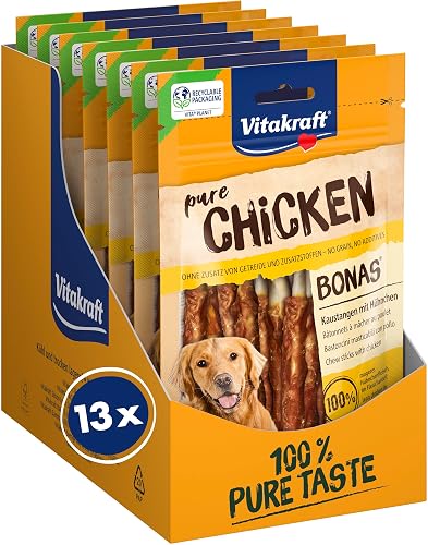 Vitakraft Pure Chicken Bonas, golosinas para perros, palitos masticables con pollo