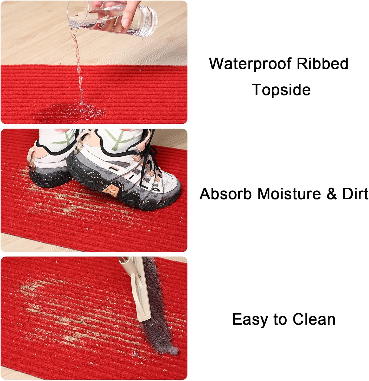 Nuanchu 2 Roll Large Semi Finished Outdoor Mat 16 x 79 Inch Narrow Door Mat Non Slip Boot Rugs Waterproof Carpet Roll for Bathroom Entryway Indoor Outdoor (Red)