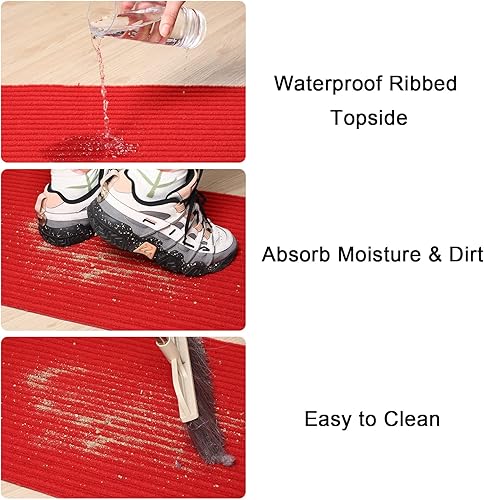 Vista 40 de Nuanchu 1 rollo de tapete grande semiacabado para exteriores, de 16 x 79 pulgadas, tapete para puerta angosta, antideslizante, impermeable, para Azul