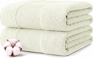 Modern Threads Air Cloud 2 Pack Bath Sheets – Oversized 35 x 66 Bath Towels – 100% Cotton, 500 GSM Zero-Twist, Soft, Absorbent & Quick Dry (Ivory)