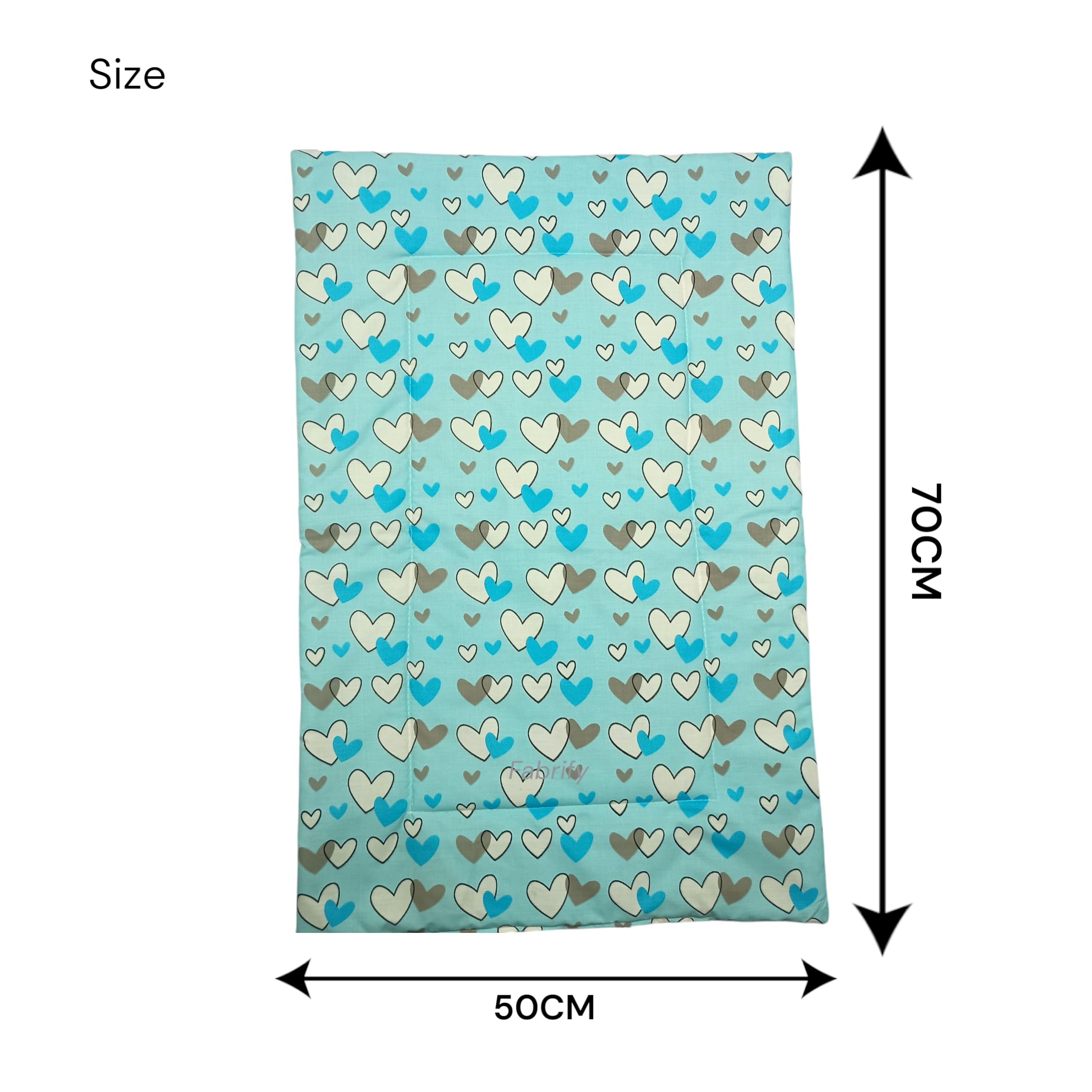 Fabrify 100% Cotton Newborn Baby Thin Mattress, Baby Bed, Mattress, Rajai, Bedsheet Combo Set Soft Cotton godadi, Godari, Baby Bed, Crib Sheet (0-6 Months, Multi Color) (Pack of 4) (Heart Design) 3