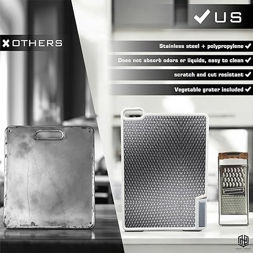 Miniatura 4 de Tabla de cortar de acero inoxidable duradera, tablas de cortar de titanio fáciles de limpiar para cocina, acero inoxidable apto para alimentos,