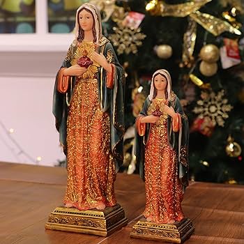 Amazon.co.jp: 聖母マリア像 神聖なハートフィギュア 樹脂彫刻 13.5
