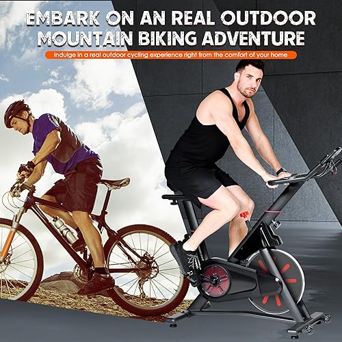 Miniatura 7 de SogesPower Bicicleta estática para interiores, bicicleta estática magnética, bicicleta de fitness para el hogar, correa silenciosa con soporte para