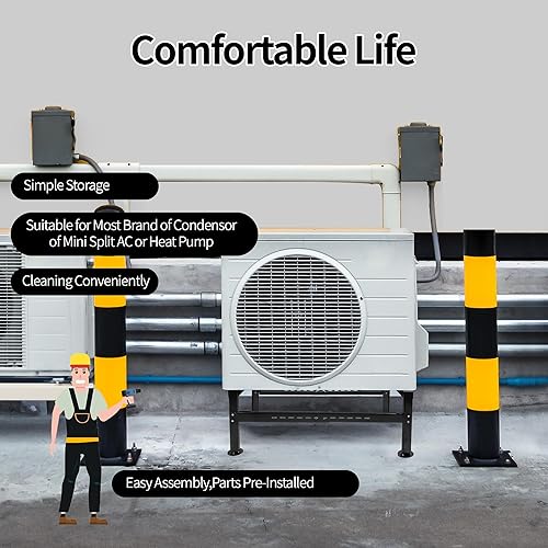 Miniatura 7 de WeCooper Soporte de Suelo para Mini Split de 9000-60000BTU, Soporte de Condensador Resistente, Soporte de Aire Acondicionado Mini Split para Sistema