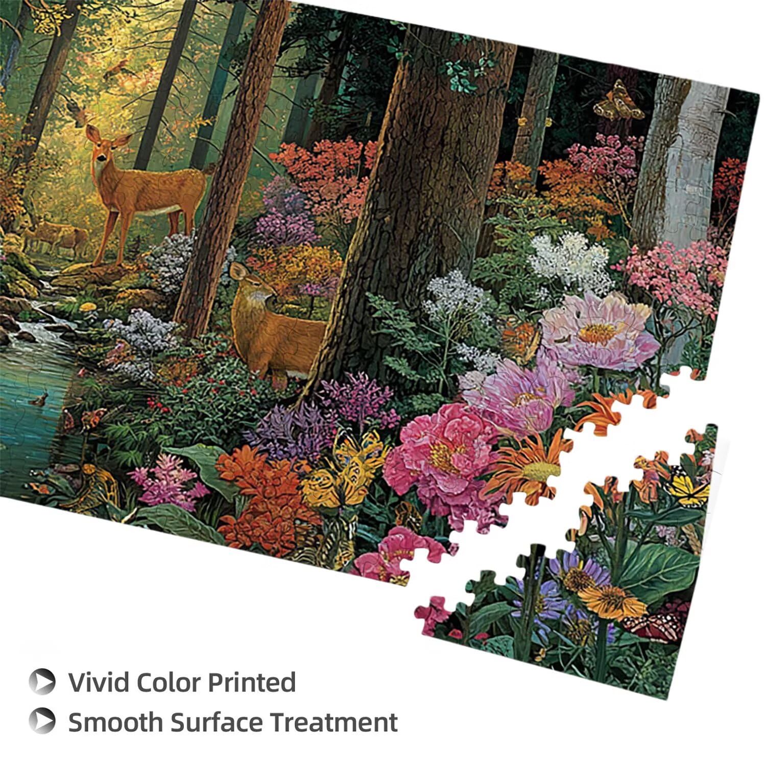 Puzzle para Adultos 1692 Piezas, Ciervos de Flores forestales Puzzle, Desafiante, Rompecabezas Encajan Perfectamente, Letras en la Parte Posterior, Regalo para Personas Mayores (179x31cm) v-816