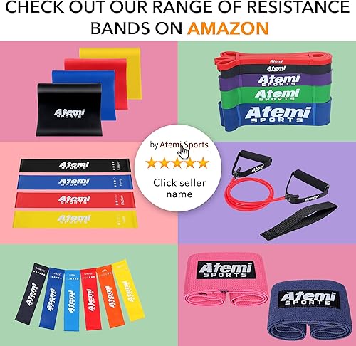 Miniatura 7 de Atemi Sports Banda de resistencia con asas y anclaje de puerta, tubos de resistencia para gimnasio con asas, anclaje de puerta para bandas de