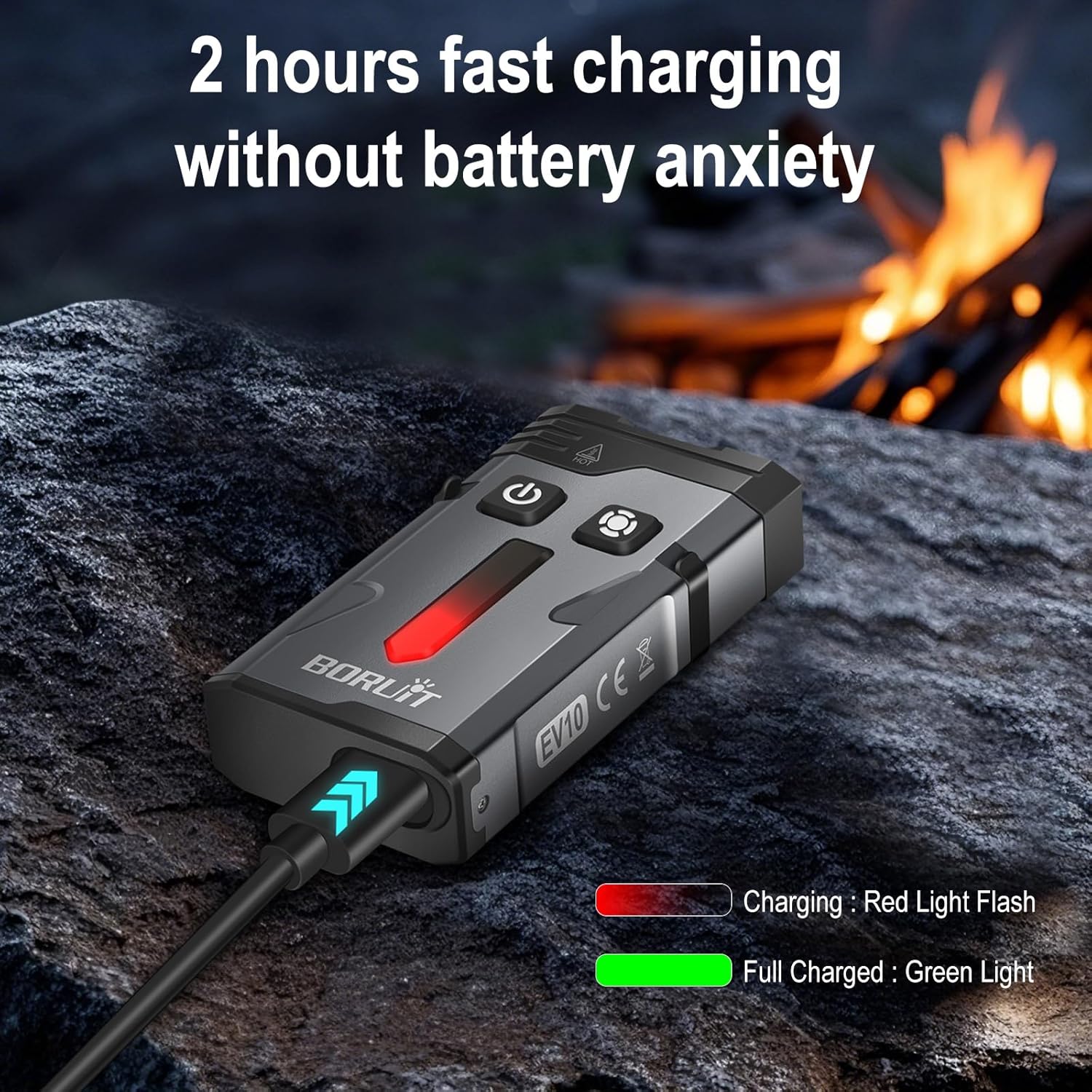 BORUIT EV10 charging with red light flashing and green light for full charge