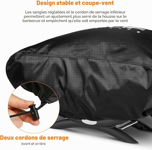 Ezilif Housse de barbecue Weber Q100/Q1000/Q120/Q1200/Q1400 - Housse de barbecue en tissu Oxford 600D - Protection contre les intempéries - Pour Enders Urban Explorer - Pour barbecue électrique - 70 x - 5