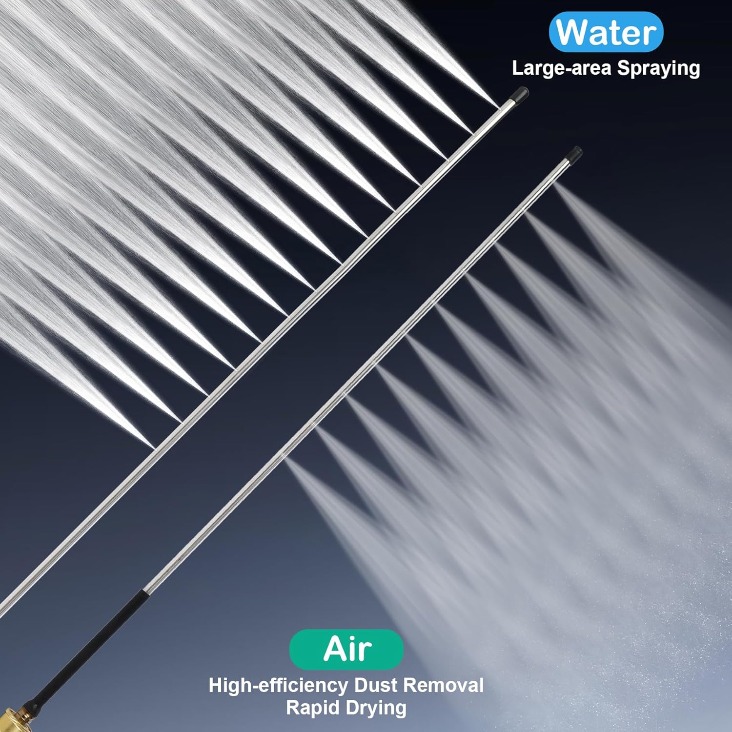 Radiator Cleaning Wand Set, 40 Inch & 24 Inch, Round Tube Design with 14 and 10 Holes, Air & Water Powered Radiator Flush Kit for Trucks, SUVs, HVAC Coils & Undercarriage Cleaning