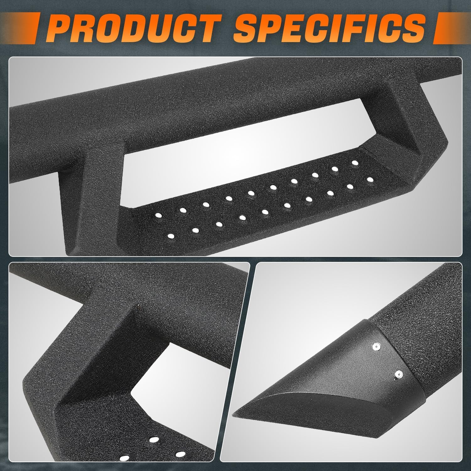 3 in. Wide Heavy-Duty Steel Drop Down Side Steps Nerf Bar Compatible with 15-22 Ford F150 SuperCrew Cab CAAP-STEPS-8141-ZTL