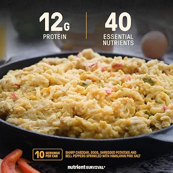 Homestyle Scramble Eggs High Protein Meal (10 Servings) Freeze Dried Prepper Supplies & Emergency Food Supply, 40 Essential Nutrients, Shelf Stable Up to 25 Years, One Can