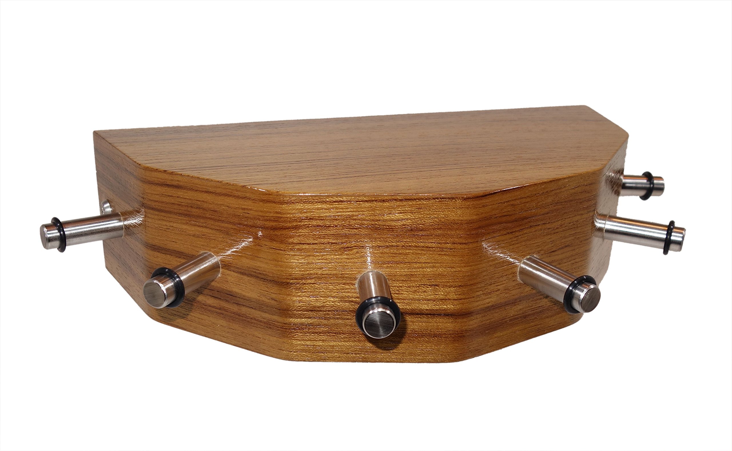 Consola para llaves con 6 ganchos de acero y madera teca