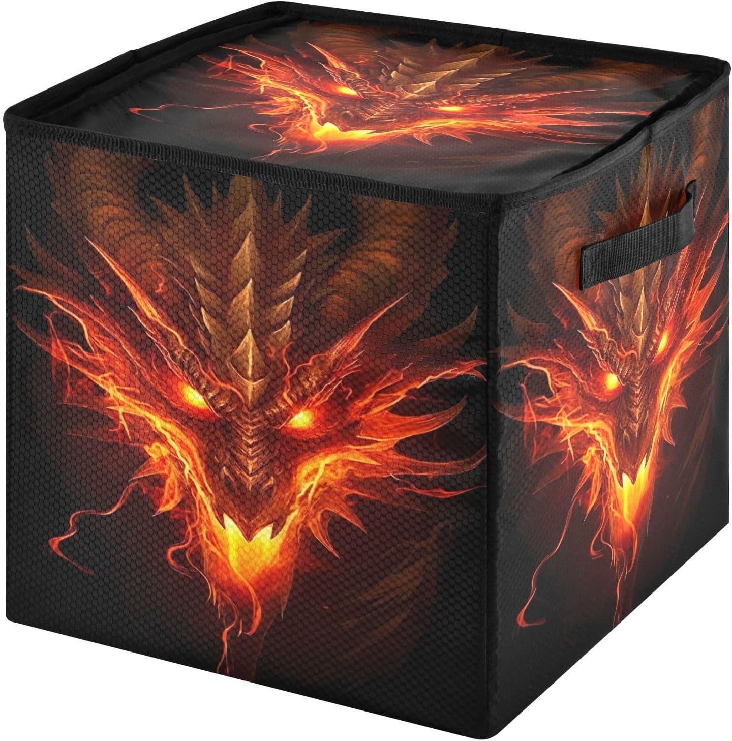 Dragon Head Red 13 Inch Christmas Ornament Storage Box with Lid - Holiday Decor Storage Containers, Stores 64 Ornaments, 3 Inch Cube Compartments