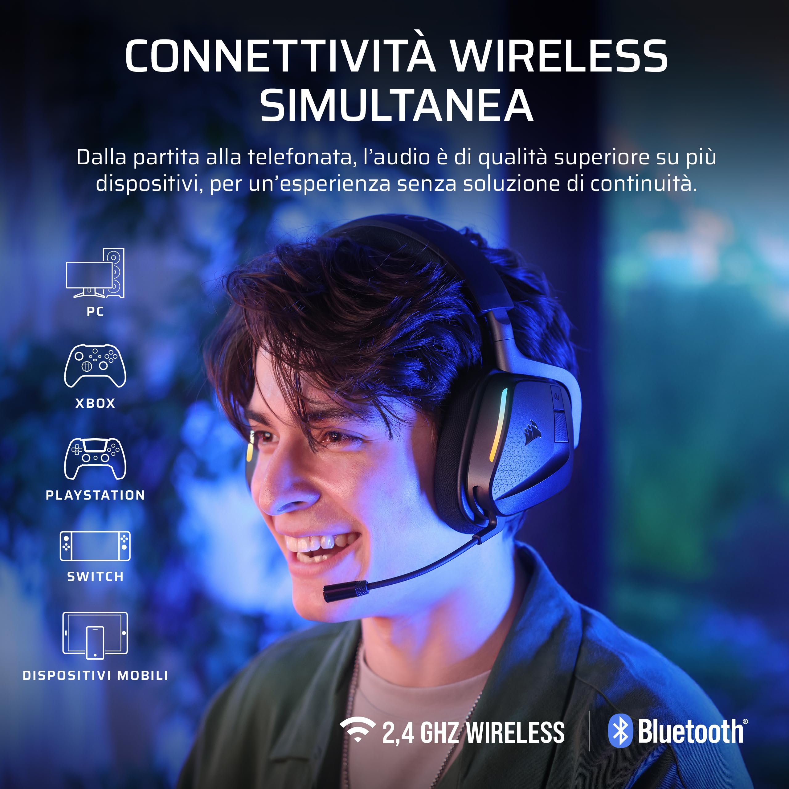 Corsair Void v2 MAX Gaming Headset - Wireless 2.4GHz Dolby Atmos - Dettaglio