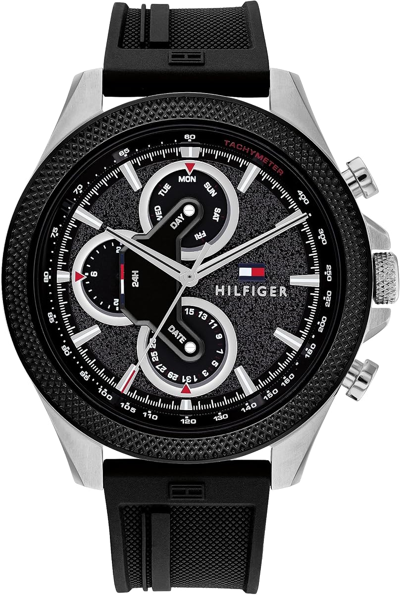 Men's Multifunction Quartz Watch – 46mm Stainless Steel Case, Racing-Inspired Design, 5 ATM Water Resistant, Elegant Modern Timepiece, Gift for Him