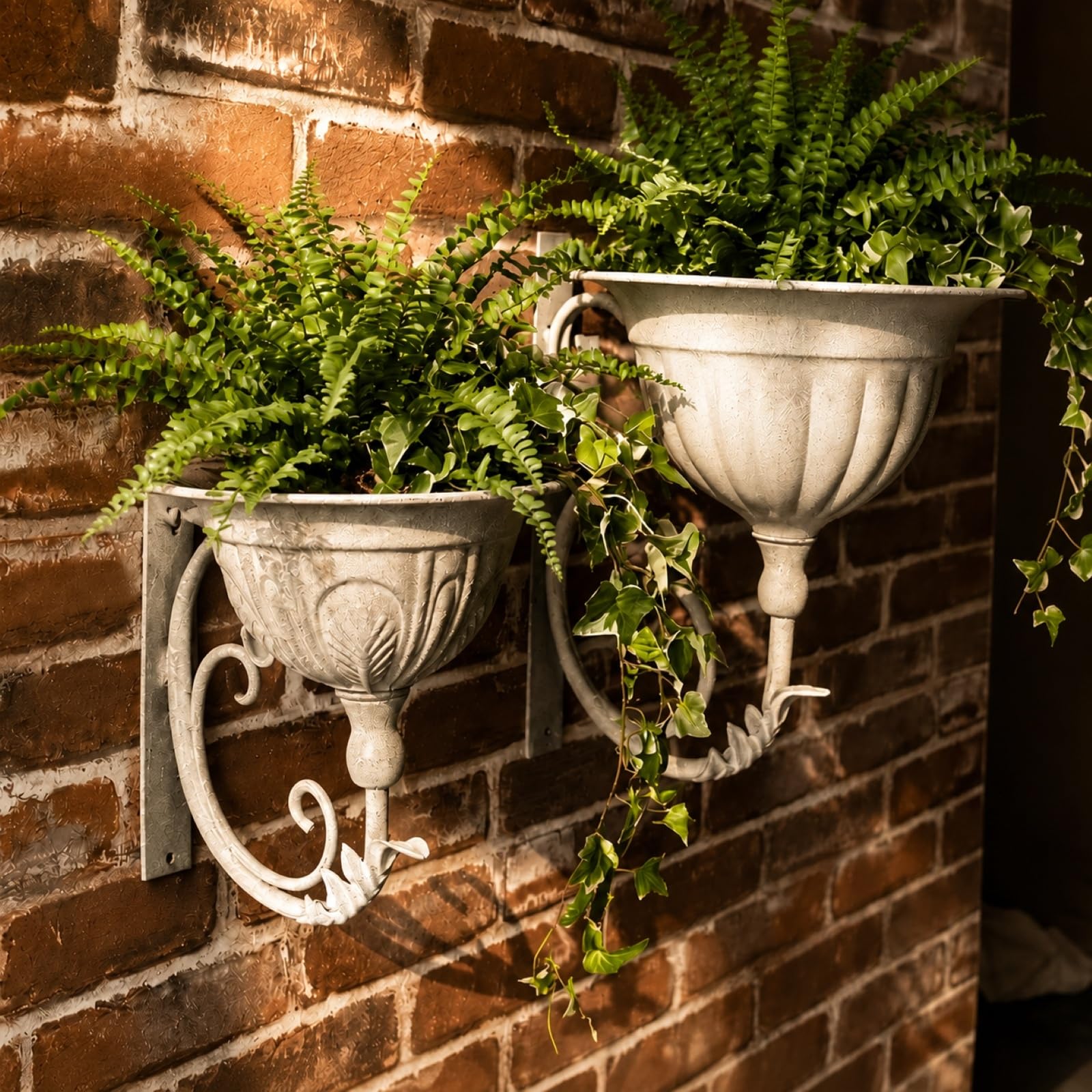 Wandpflanzkübel-Set, Rustikaler Wand-Blumentopf aus Eisen, Vertikale Wandhalterung für Pflanzen, Dekorativer Blumenhalter für Innen, Außen, Garten, Balkon, Terrasse, Wohndeko