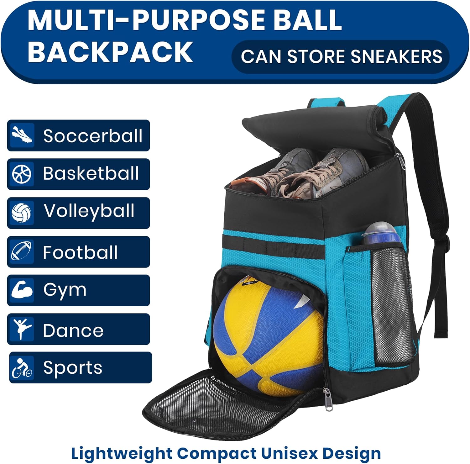 Hsmihair Basketball Backpack Large Sports Bag for Men&Youth,Gym Bag with Separate Ball & Shoes Compartment,Travel Bag for Basketball,Soccer,Volleyball