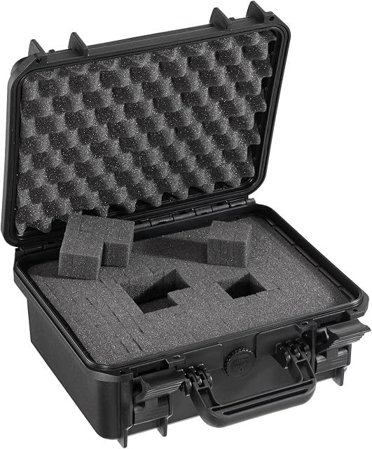 Waterproof Medium Size Protective Hard Camera Case with Foam - IP67 Rated Dustproof Outdoor Protection for GoPro HERO2 HERO3, DSLR, SLR, Lenses and Accessories (Black)