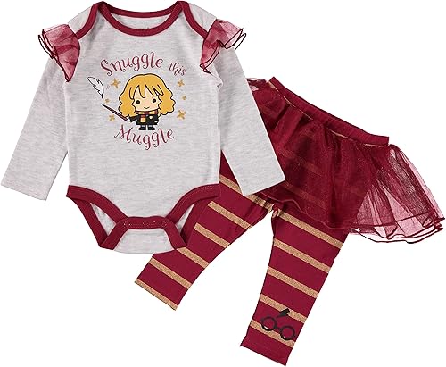 Harry Potter Ropa para bebé niña con una pieza y leggings o diadema, traje de bebé, conjunto de regalo para bebé