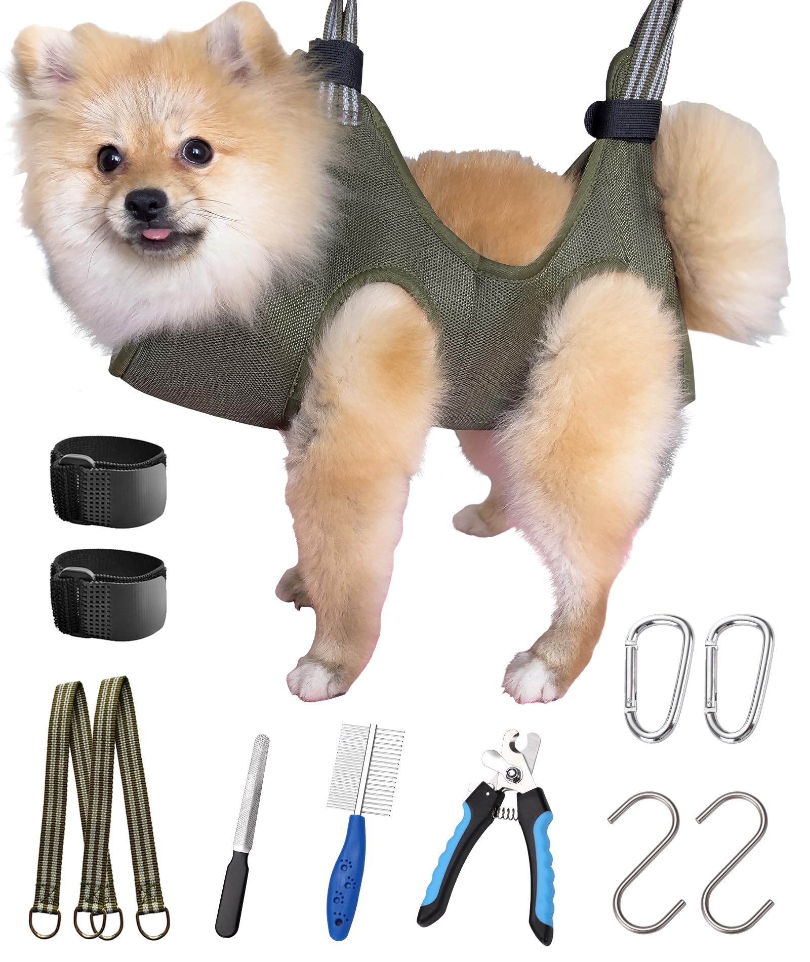 Kkiimatt 10 in 1 Pet Grooming Hammock Harness with Nail Clippers/Trimmer, Nail File, Comb,Dog Nail Hammock, Dog Grooming Sling for Nail Trimming/Clipping — image 1